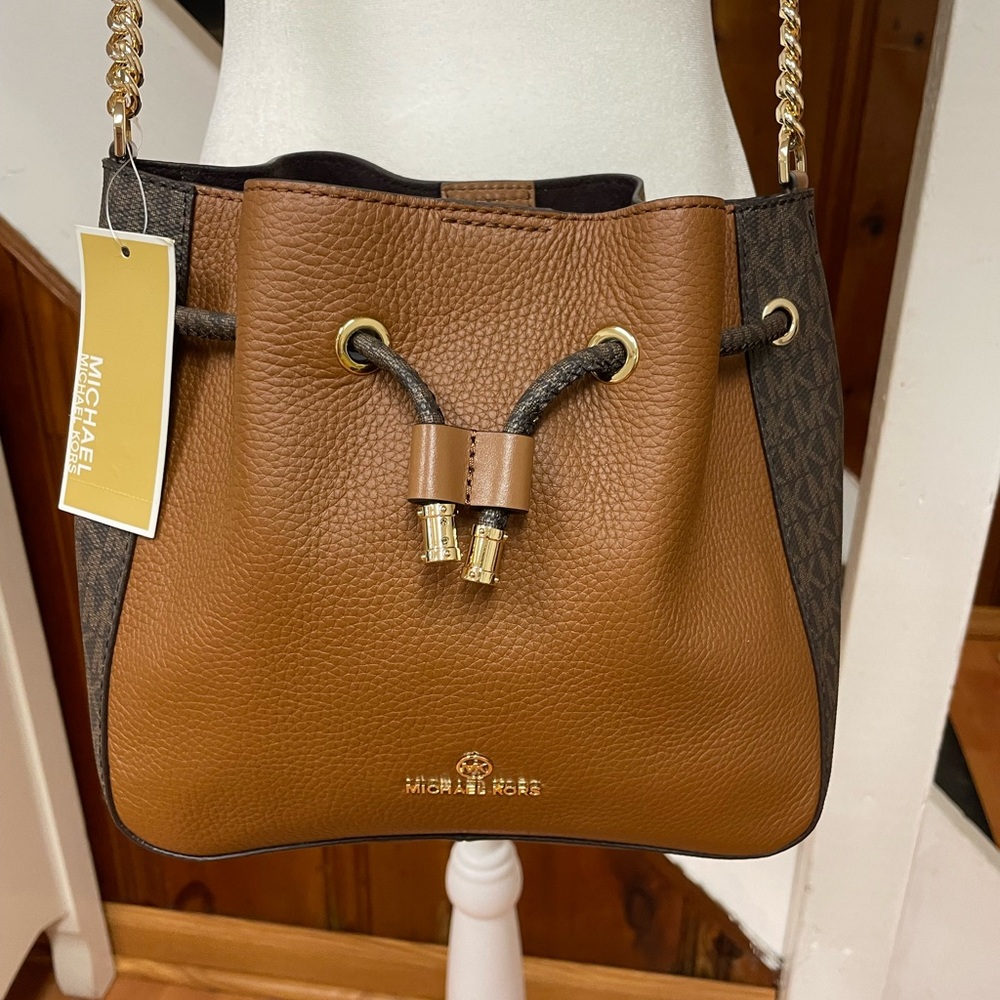 New Michael Kors Phoebe Bucket Tote Bag Large Drawstring